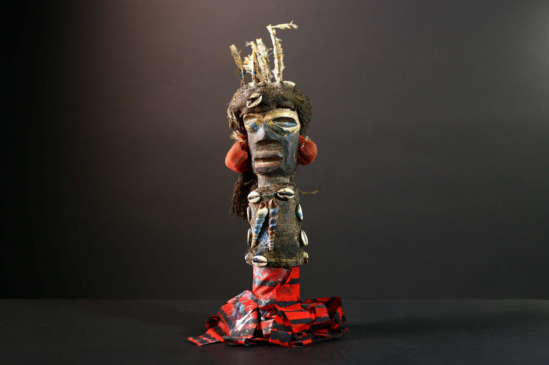 African Power Figure Statue Ritual Bakongo Kongo Tribal Fetish Congo Nkisi Sculpture Wood Carved Art Spirit Shrine Decor-G5732