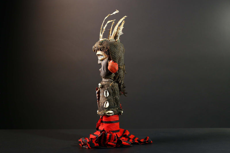 African Power Figure Statue Ritual Bakongo Kongo Tribal Fetish Congo Nkisi Sculpture Wood Carved Art Spirit Shrine Decor-G5732