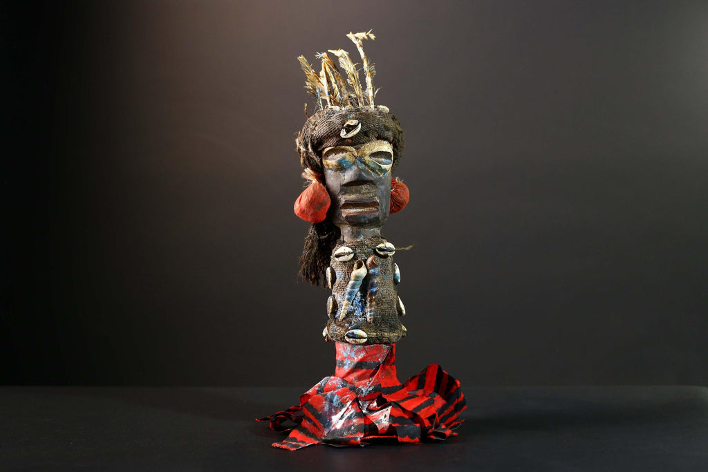 African Power Figure Statue Ritual Bakongo Kongo Tribal Fetish Congo Nkisi Sculpture Wood Carved Art Spirit Shrine Decor-G5732