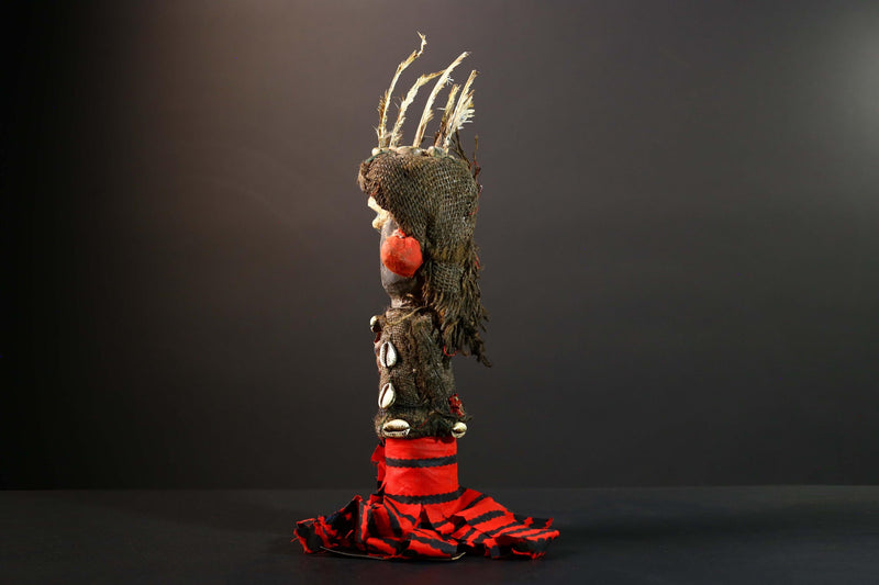 African Power Figure Statue Ritual Bakongo Kongo Tribal Fetish Congo Nkisi Sculpture Wood Carved Art Spirit Shrine Decor-G5732