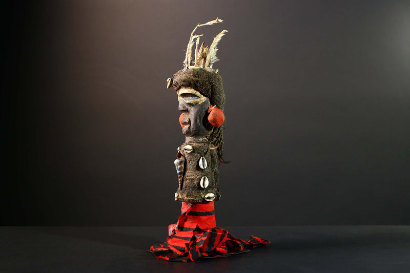 African Power Figure Statue Ritual Bakongo Kongo Tribal Fetish Congo Nkisi Sculpture Wood Carved Art Spirit Shrine Decor-G5732
