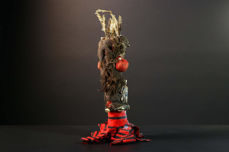 African Power Figure Statue Ritual Bakongo Kongo Tribal Fetish Congo Nkisi Sculpture Wood Carved Art Spirit Shrine Decor-G5732
