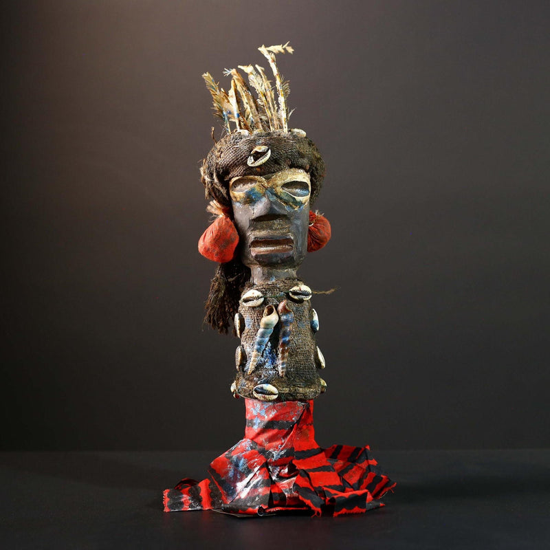 African Power Figure Statue Ritual Bakongo Kongo Tribal Fetish Congo Nkisi Sculpture Wood Carved Art Spirit Shrine Decor-G5732