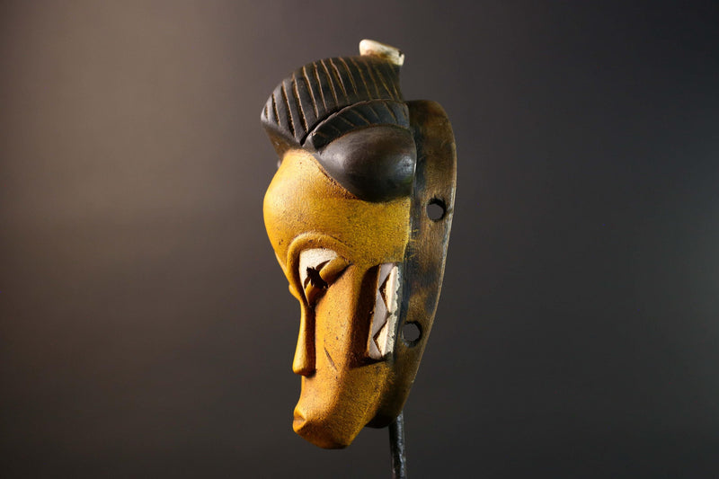 African Guro hair mask wood sculpture vintage tribal wall art handmade craft piece collectible décor statement piece unique design -G5738