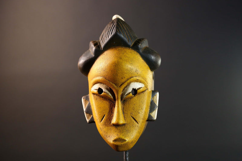 African Guro hair mask wood sculpture vintage tribal wall art handmade craft piece collectible décor statement piece unique design -G5738