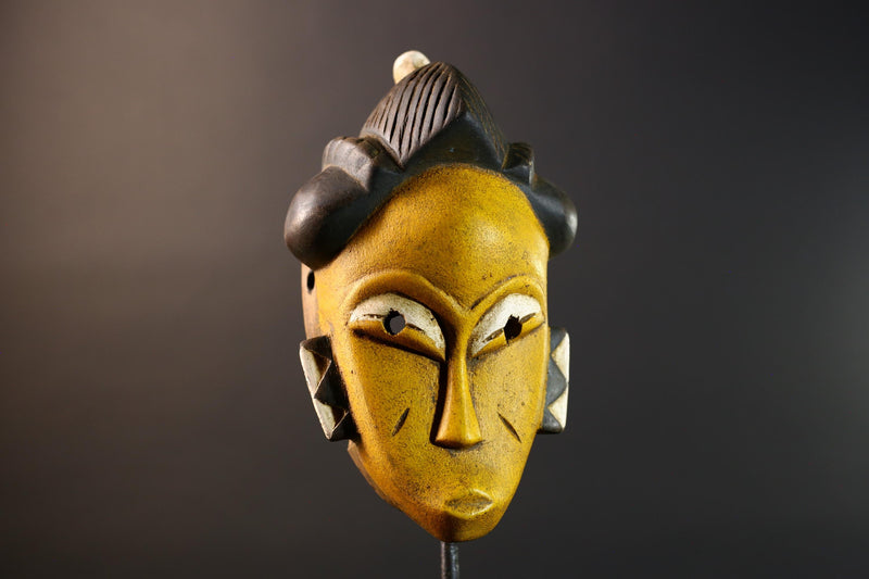 African Guro hair mask wood sculpture vintage tribal wall art handmade craft piece collectible décor statement piece unique design -G5738