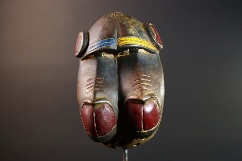 African Guro mask wood wall art vintage tribal decor collectible accent piece sculpture unique statement art handcrafted piece fine-G5739