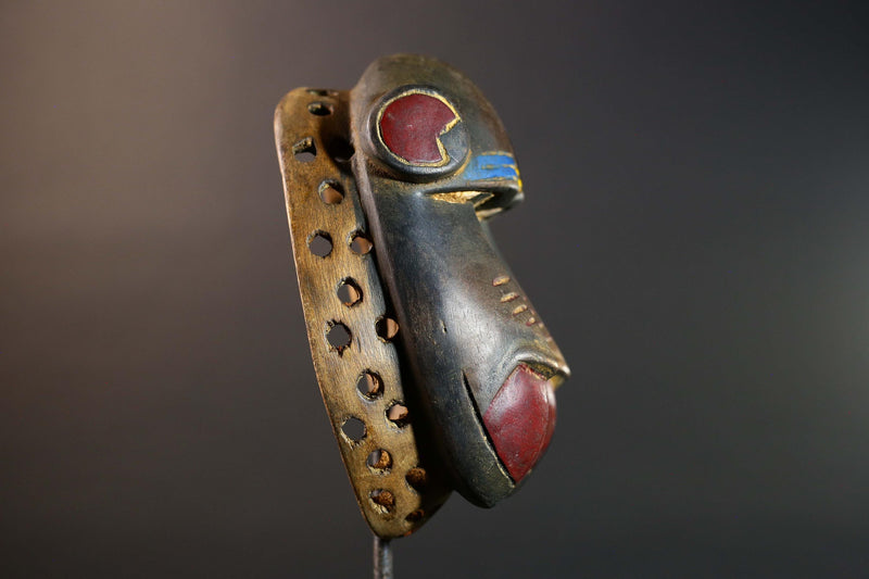 African Guro mask wood wall art vintage tribal decor collectible accent piece sculpture unique statement art handcrafted piece fine-G5739