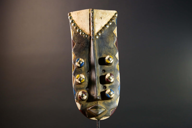 African Grebo mask wood sculpture vintage tribal wall art handcrafted home decor collectible statement art piece quality accent unique-G5740
