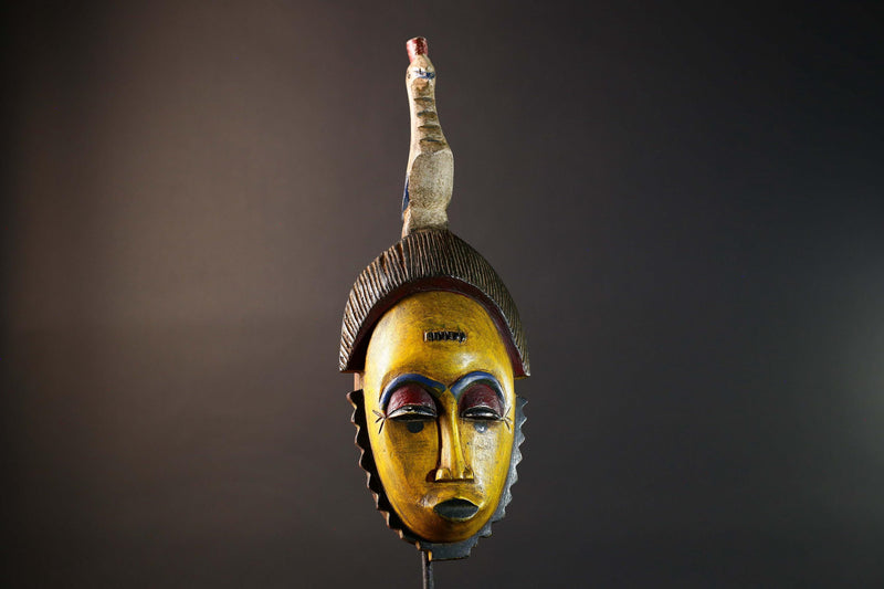 African Guro wooden Mask Tribal Face Home Decor Sculpture Vintage Wall Art Gift Hand Carved Authentic Cultural Ornamental-G5744