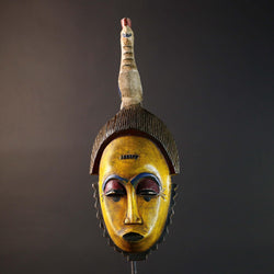 African Guro wooden Mask Tribal Face Home Decor Sculpture Vintage Wall Art Gift Hand Carved Authentic Cultural Ornamental-G5744