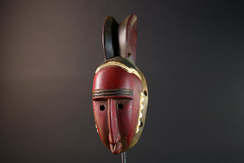 African tribal mask wall decor home decor gift sculpture authentic Baule headdress vintage art ceremonial craftsmanship display pc-G5745