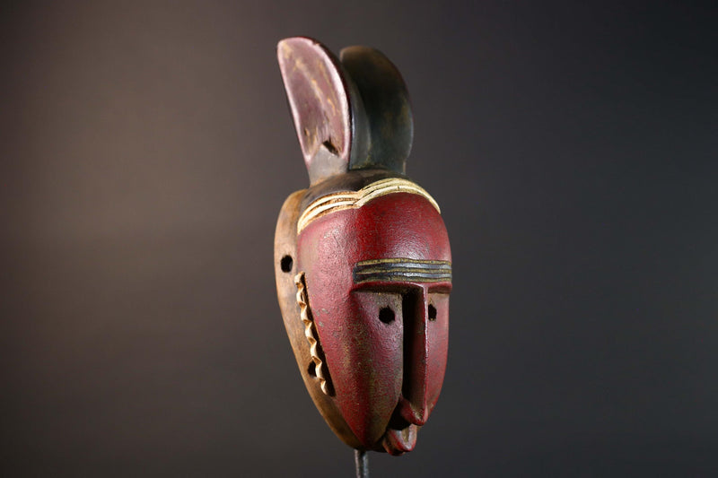African tribal mask wall decor home decor gift sculpture authentic Baule headdress vintage art ceremonial craftsmanship display pc-G5745