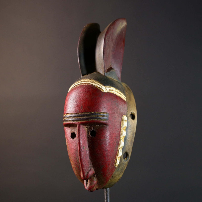 African tribal mask wall decor home decor gift sculpture authentic Baule headdress vintage art ceremonial craftsmanship display pc-G5745