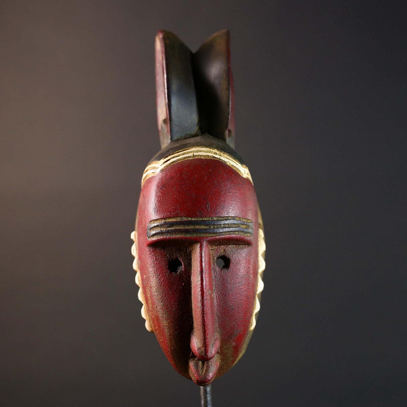 African tribal mask wall decor home decor gift sculpture authentic Baule headdress vintage art ceremonial craftsmanship display pc-G5745