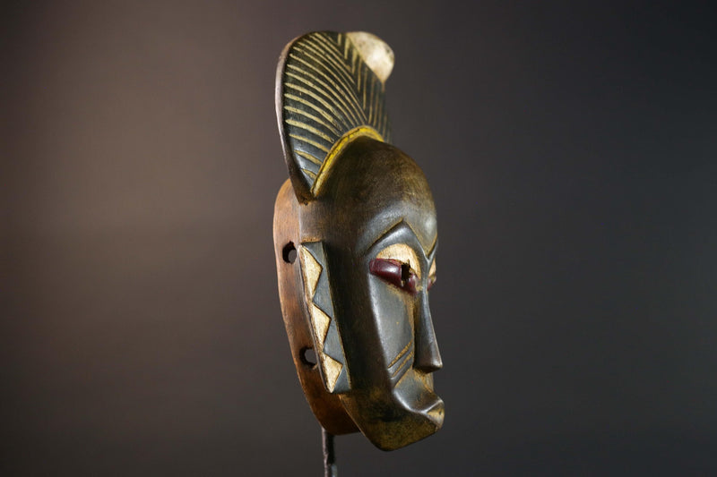 African Guro wooden Mask Tribal Face Home Decor Sculpture Vintage Wall Art Gift Hand Carved Authentic Cultural Ornamental-G5746