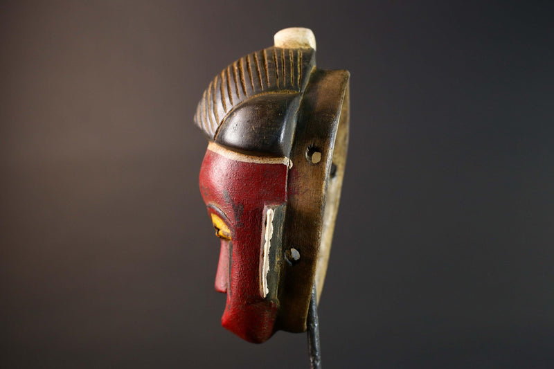 Guro Mask Handcarved Tribal Wall Art Decor Vintage Ethnic Wood Sculpture Home Accent Collectible Museum Authentic African Heritage-G5750