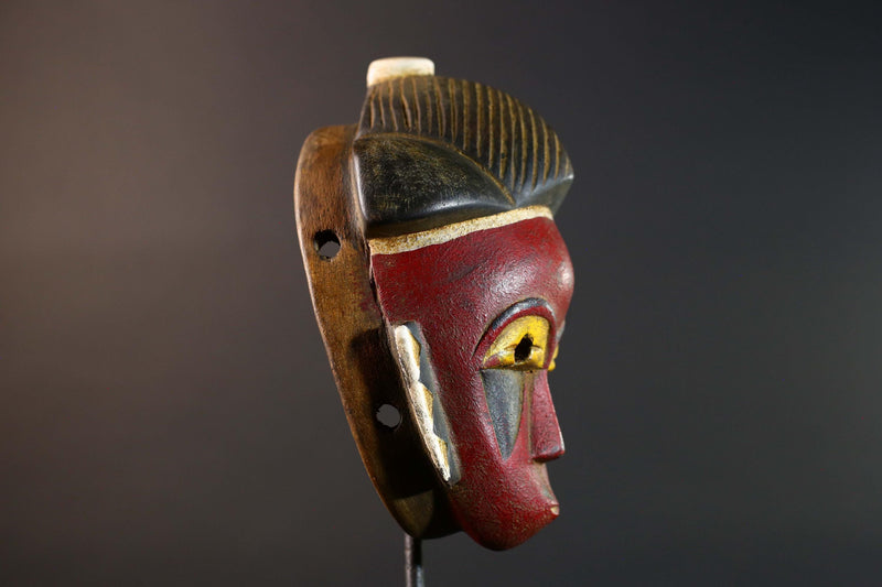 Guro Mask Handcarved Tribal Wall Art Decor Vintage Ethnic Wood Sculpture Home Accent Collectible Museum Authentic African Heritage-G5750