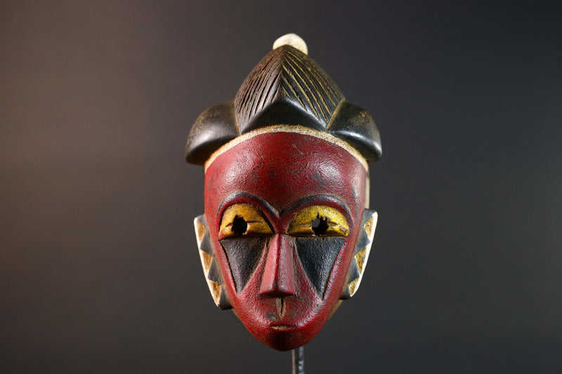 Guro Mask Handcarved Tribal Wall Art Decor Vintage Ethnic Wood Sculpture Home Accent Collectible Museum Authentic African Heritage-G5750