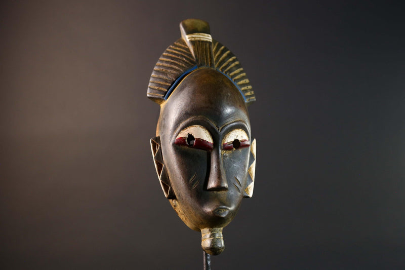 Guro Mask Handcarved Tribal Wall Art Decor Vintage Ethnic Wood Sculpture Home Accent Collectible Museum Authentic African Heritage-G5751