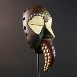 African Dan Bird Mask Carved Wood Tribal Face Art Home Decor Wall Sculpture Vintage Collectible Unique Gift Accent Made Collectible-G5754