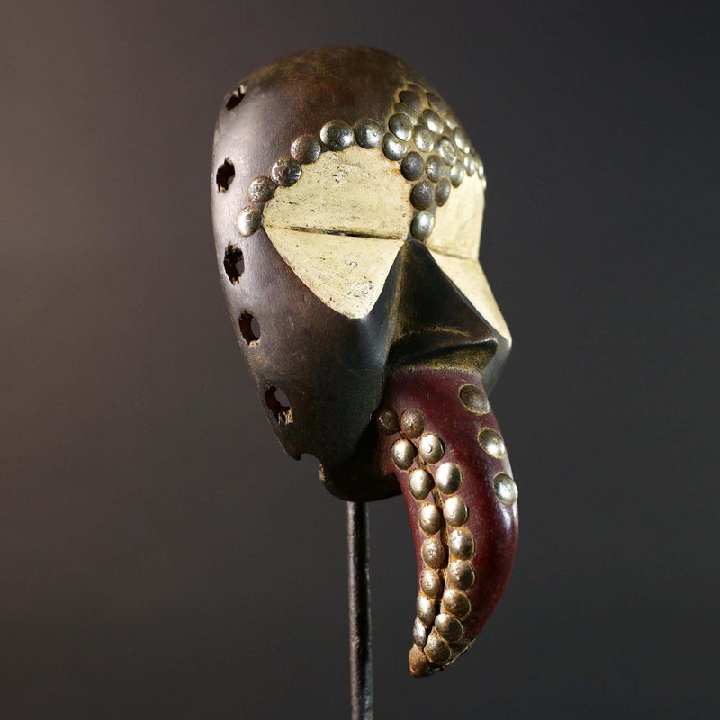 African Dan Bird Mask Carved Wood Tribal Face Art Home Decor Wall Sculpture Vintage Collectible Unique Gift Accent Made Collectible-G5754