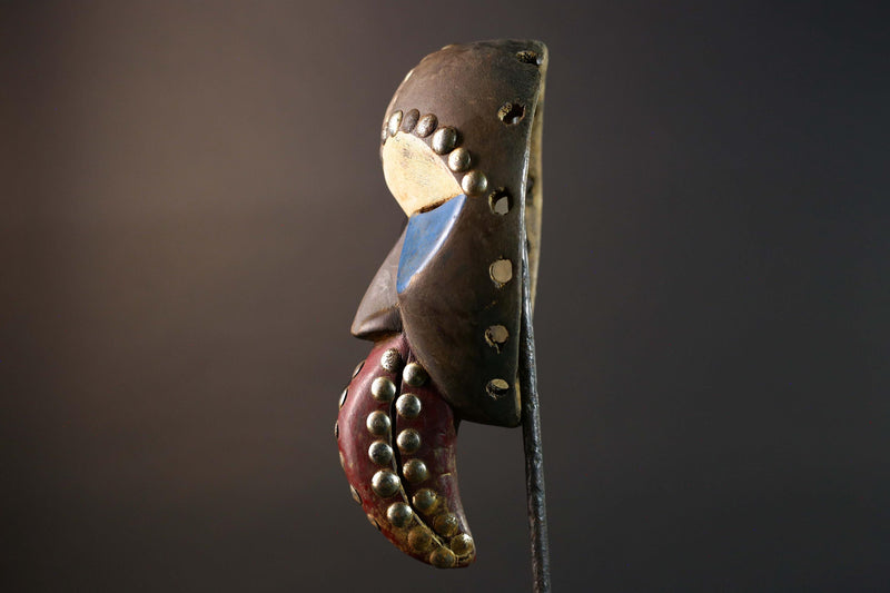 African Dan Bird Mask Carved Wood Tribal Face Wall Art Home Decor Vintage Collectible Unique Gift Accent Sculpture Artisan Made-G5755