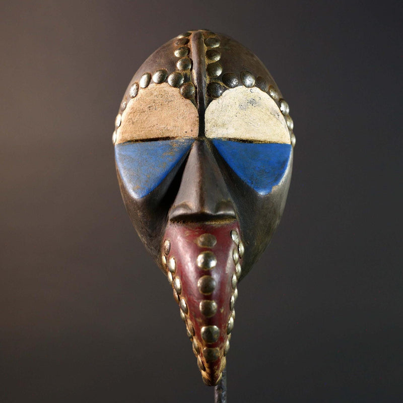 African Dan Bird Mask Carved Wood Tribal Face Wall Art Home Decor Vintage Collectible Unique Gift Accent Sculpture Artisan Made-G5755
