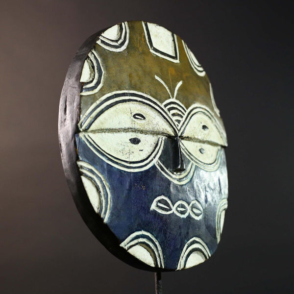 African Bwa Tribal Mask Painted Wood Geometric Wall Art Handmade Burkina Faso Decor Vintage Ethnic African Home Sculpture-G5766