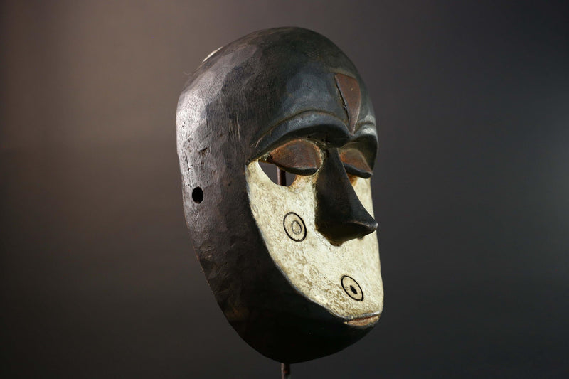 African Lega Bwami Mask Tribal Carved Wood Congo Art Decor Handcrafted Vintage Wall Hanging African Face Sculpture Home Display-G5772