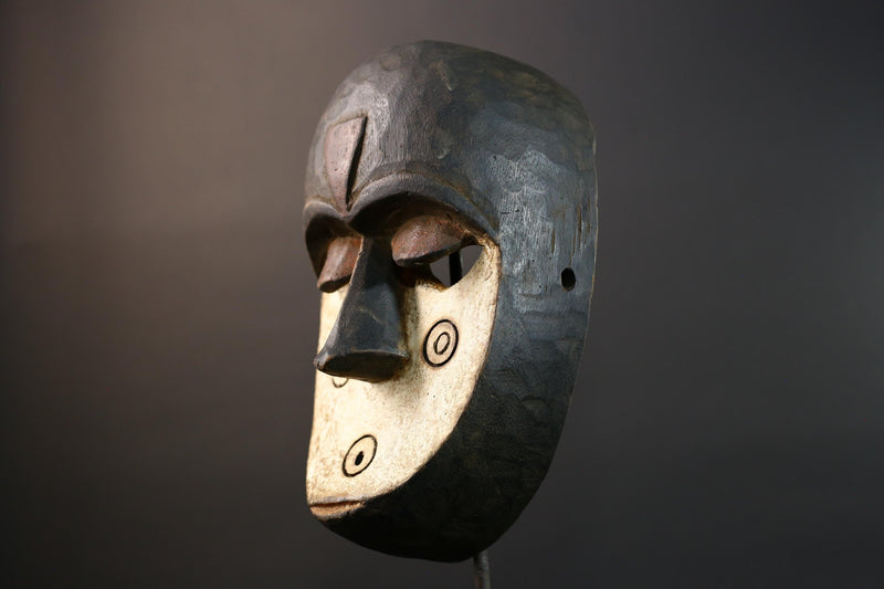 African Lega Bwami Mask Tribal Carved Wood Congo Art Decor Handcrafted Vintage Wall Hanging African Face Sculpture Home Display-G5772