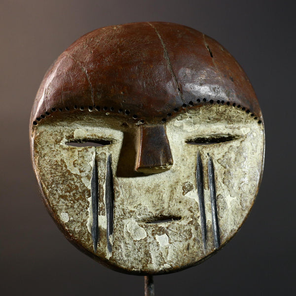 African Lega Bwami Tribal Mask Hand Carved Wood Congo Wall Art Decor Authentic Ethnographic African Sculpture Home Collection-G5773
