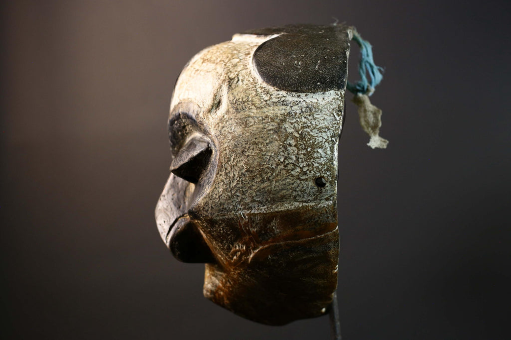 African Kuba Tribal Mask Hand Carved Wood West Africa Art Home Wall Decor-G5775