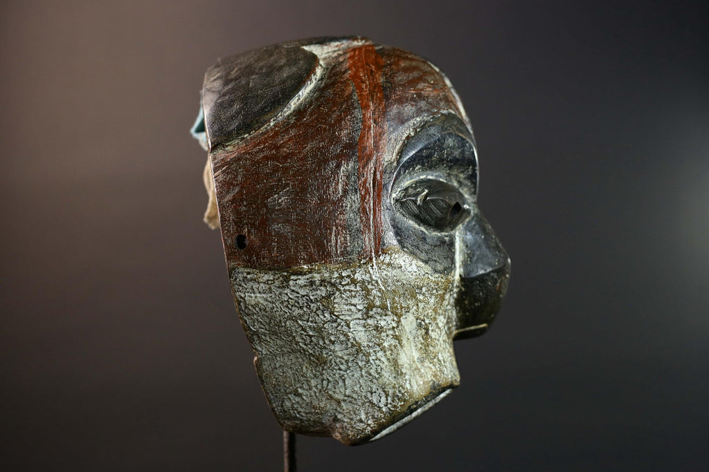 African Kuba Tribal Mask Hand Carved Wood West Africa Art Home Wall Decor-G5775