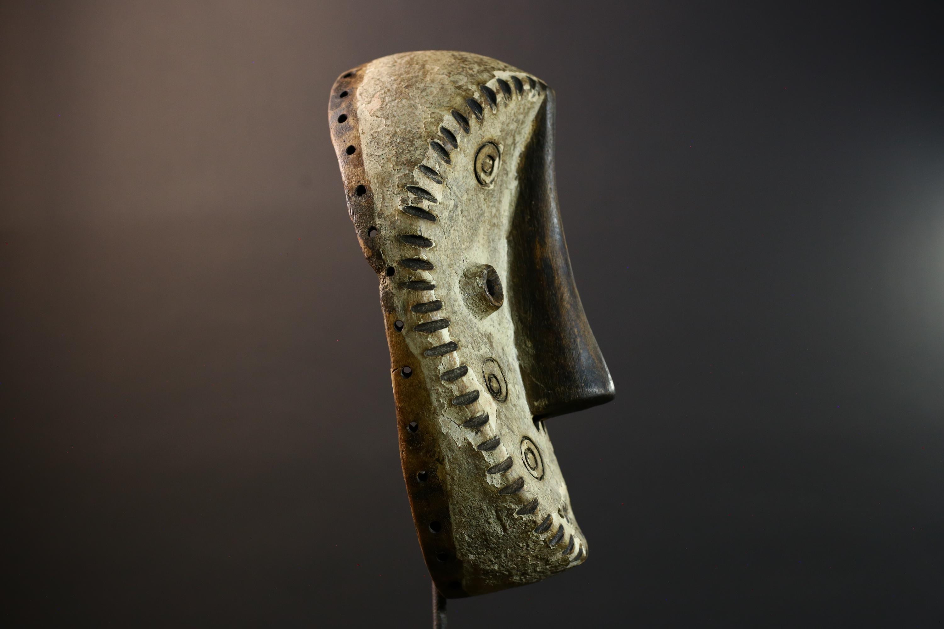 African Bwa Tribal Mask Hand Carved Wood Burkina Faso Wall Art Home Decor-G5777