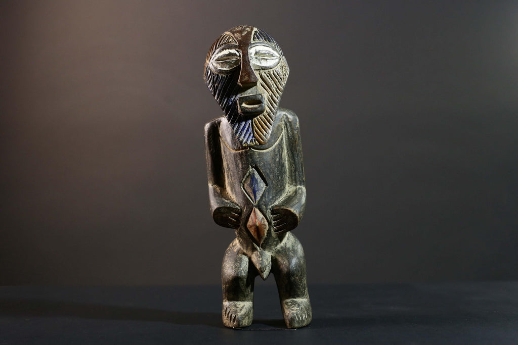 African Songye Statue Hand Carved Wood Congo Tribal Power Figure Art Decor-G5779