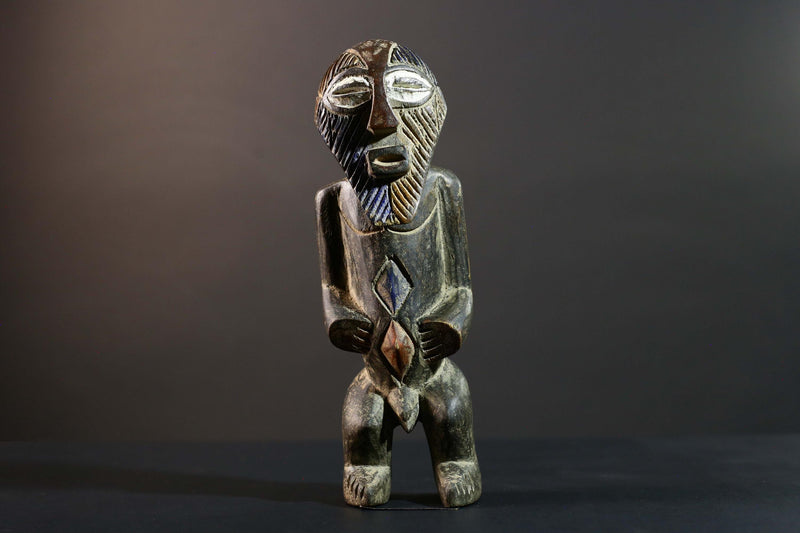 African Songye Statue Hand Carved Wood Congo Tribal Power Figure Art Decor-G5779