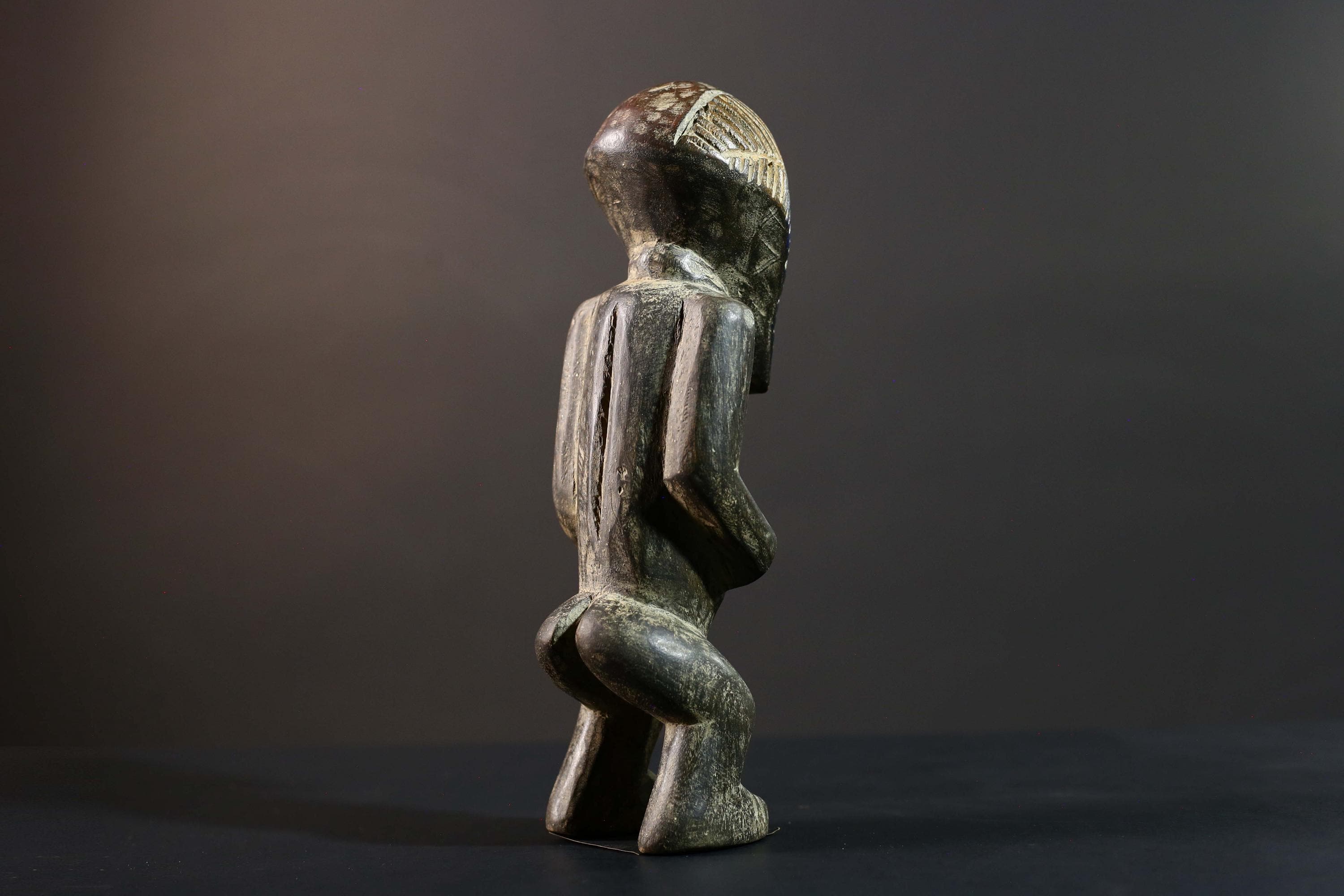 African Songye Statue Hand Carved Wood Congo Tribal Power Figure Art Decor-G5779