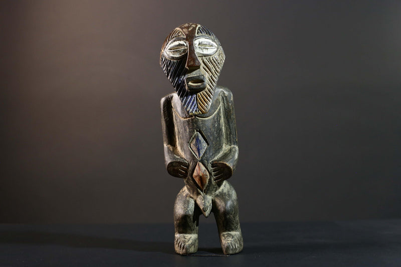 African Songye Statue Hand Carved Wood Congo Tribal Power Figure Art Decor-G5779
