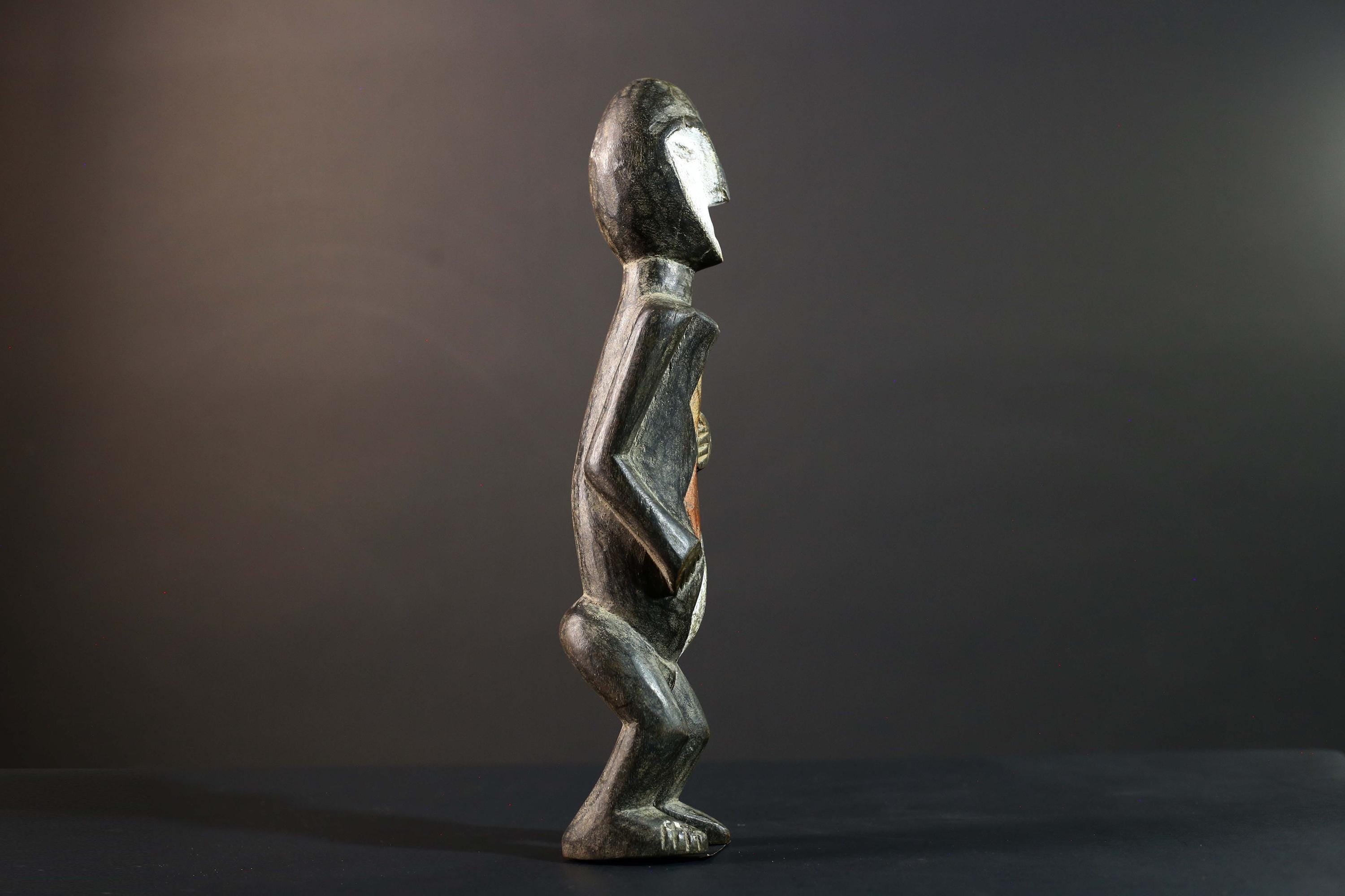 African Songye Statue Hand Carved Congo Wood Tribal Power Figure Collectible-G5780