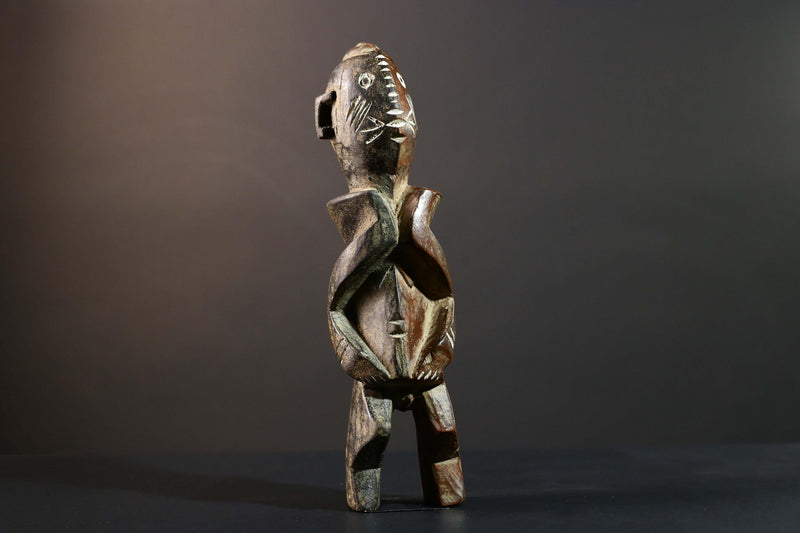African Songye Power Figure Congo Tribal Statue Carved Wood Primitive Sculpture-G5781
