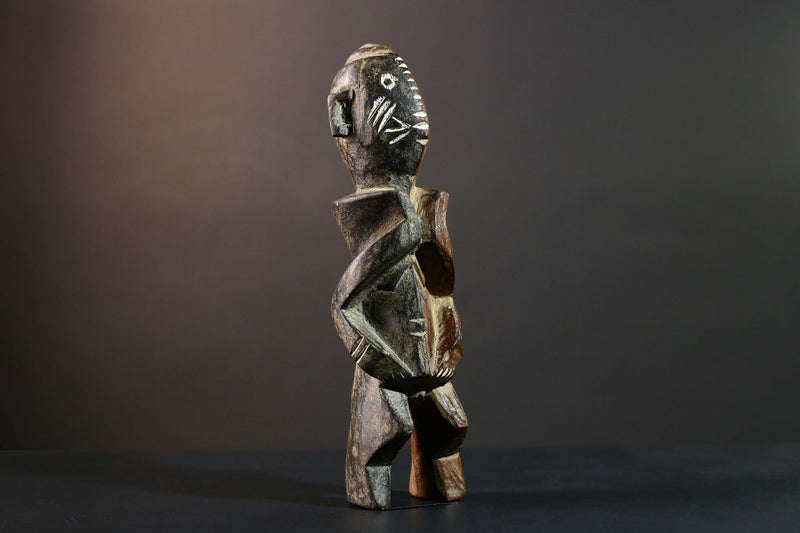 African Songye Power Figure Congo Tribal Statue Carved Wood Primitive Sculpture-G5781