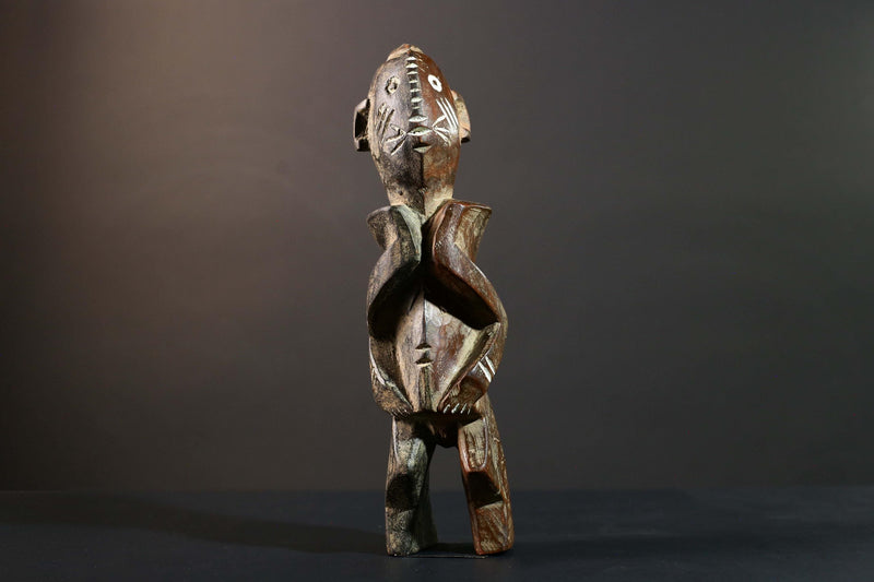 African Songye Power Figure Congo Tribal Statue Carved Wood Primitive Sculpture-G5781