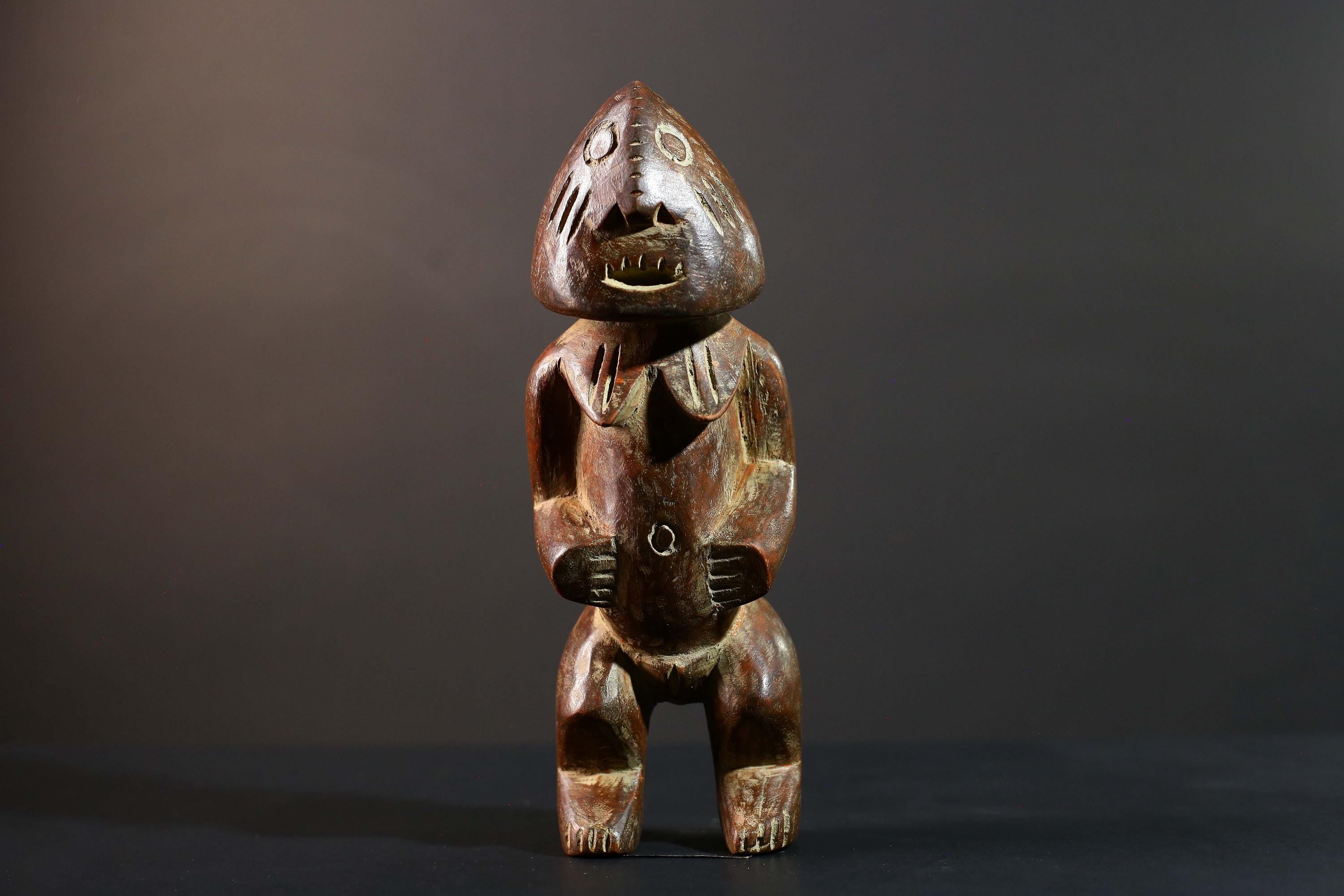 African Songye Power Figure Congo Tribal Statue Hand Carved Wood Spiritual Sculpture-G5782