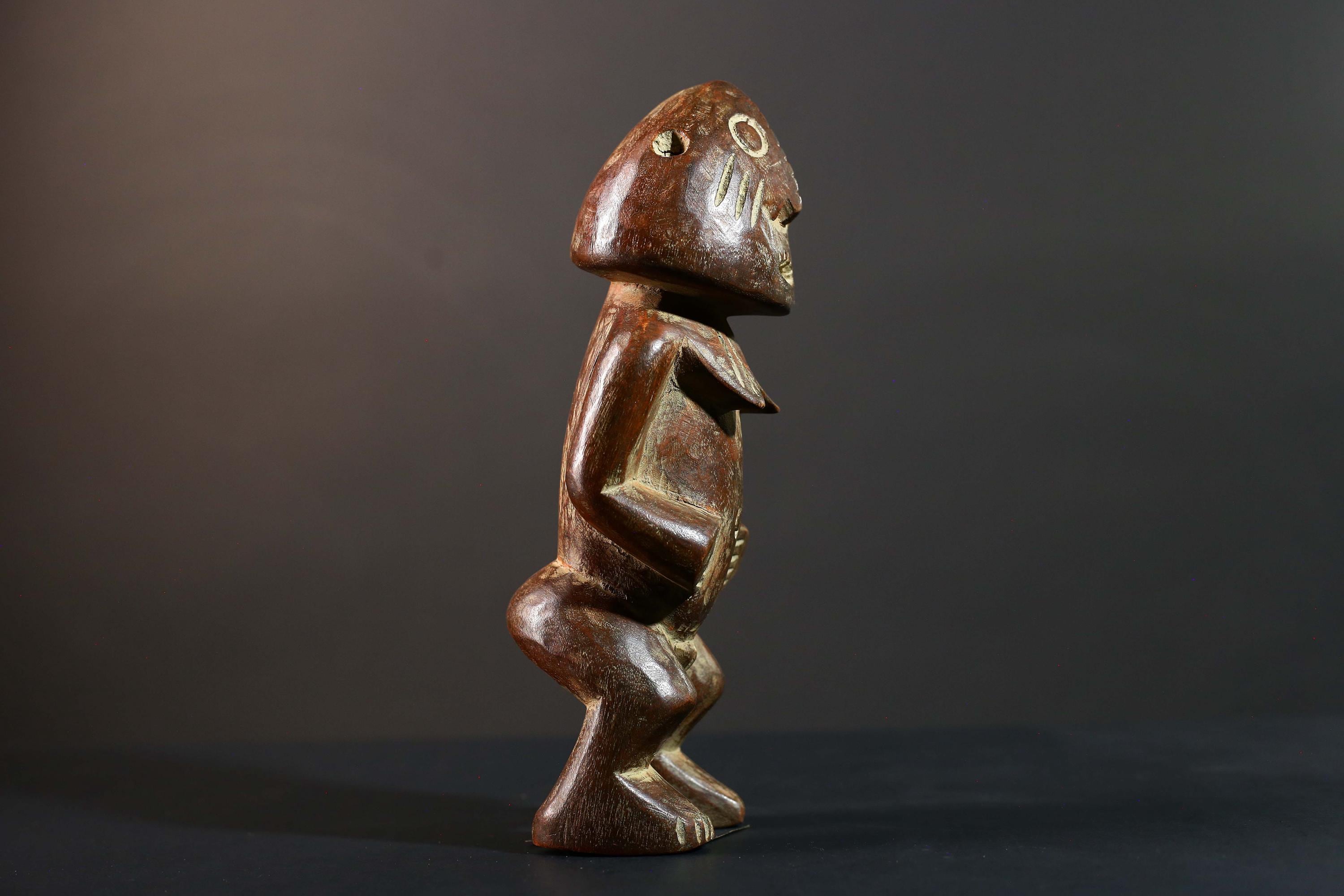 African Songye Power Figure Congo Tribal Statue Hand Carved Wood Spiritual Sculpture-G5782