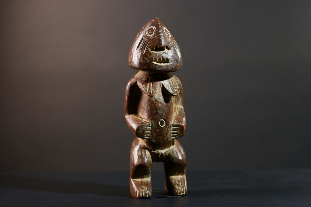 African Songye Power Figure Congo Tribal Statue Hand Carved Wood Spiritual Sculpture-G5782