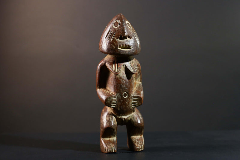 African Songye Power Figure Congo Tribal Statue Hand Carved Wood Spiritual Sculpture-G5782