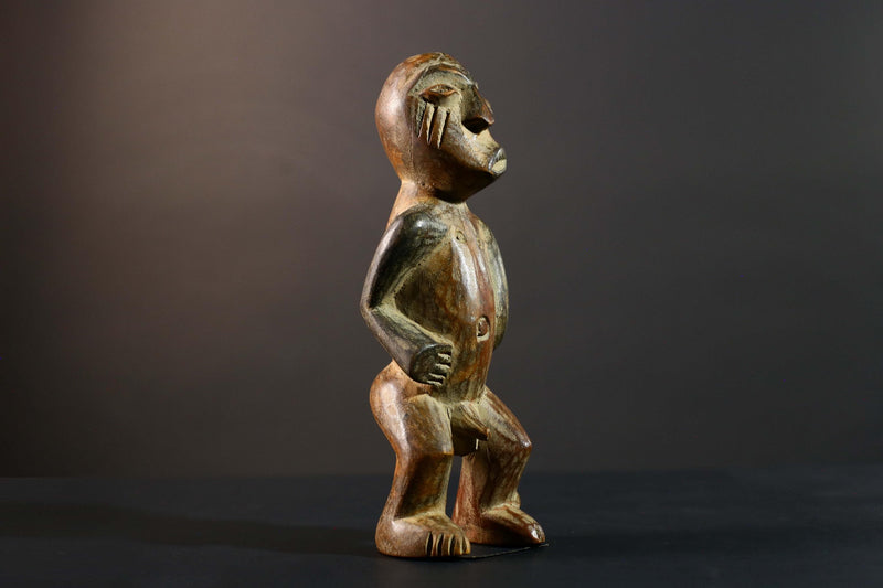 African Songye Power Figure Congo Tribal Statue Carved Wood Ethnographic Sculpture-G5783
