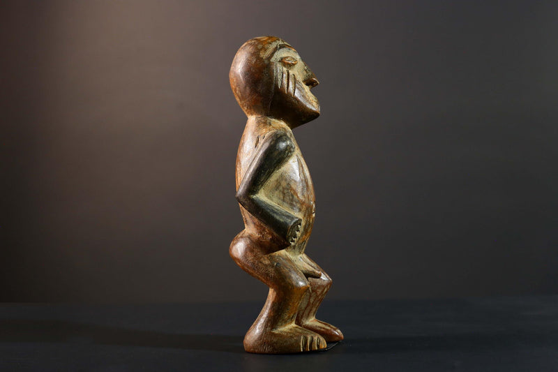 African Songye Power Figure Congo Tribal Statue Carved Wood Ethnographic Sculpture-G5783