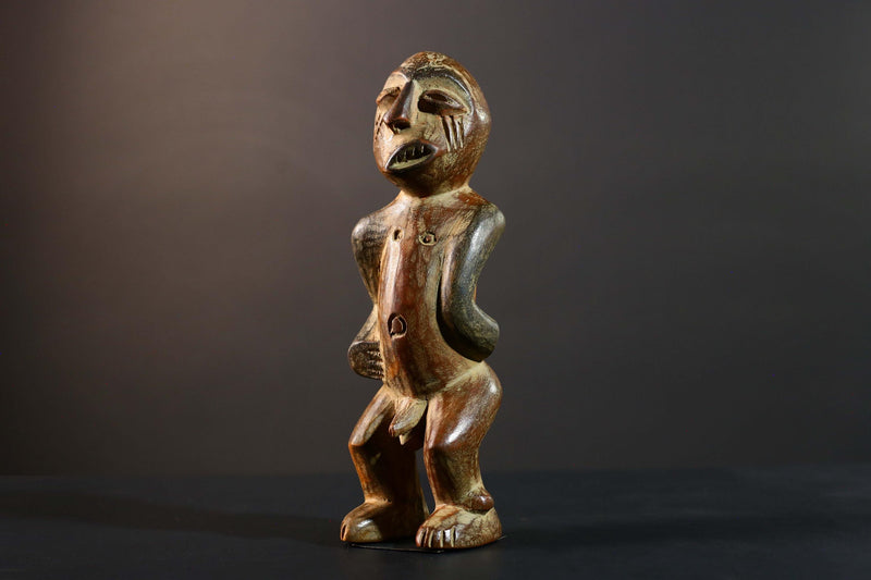 African Songye Power Figure Congo Tribal Statue Carved Wood Ethnographic Sculpture-G5783